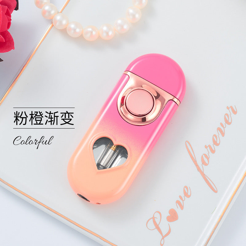 Gradient Color See-Through Heart Double Flame Lighter