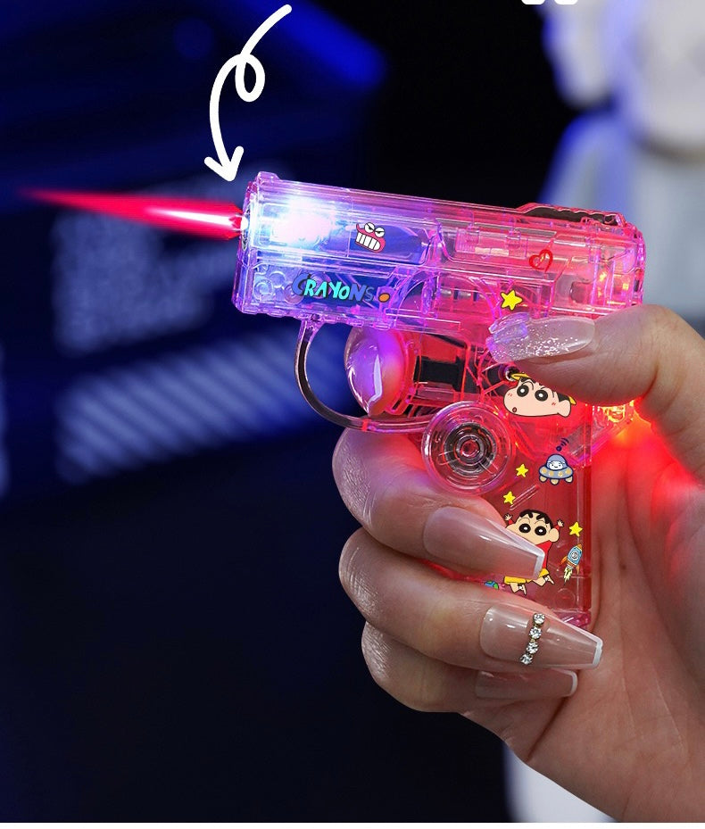 Pink transparent folding toy gun windproof lighter